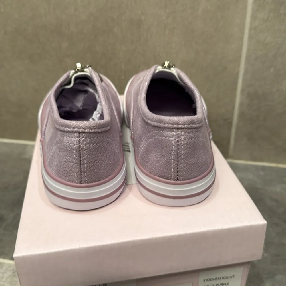Toddler canvas heart zipper sneakers in sparkly purple - Picture 3 of 7